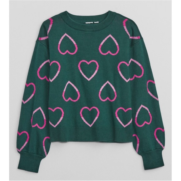 GAP Kids Girls Knit Sweater Hearts size 8 - Picture 1 of 5